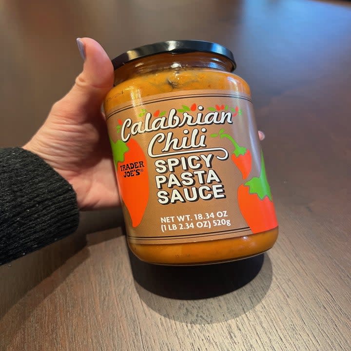 A jar of calabrian chili pasta sauce.