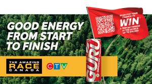 GURU Organic Energy partners with THE AMAZING RACE CANADA for the show’s upcoming 8th season (CTV is a trademark of Bell Media Inc., used under licence)