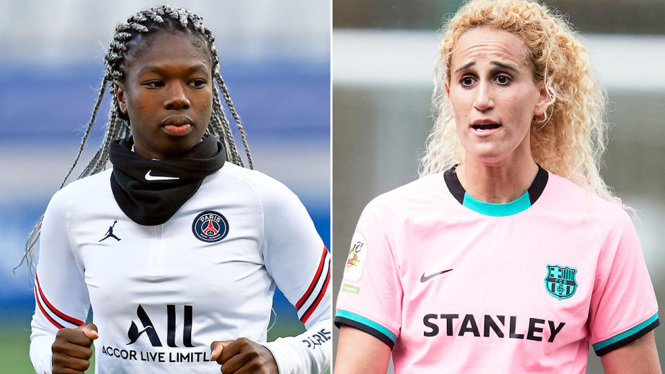 Pictured left, Aminata Diallo and her PSG teammate Kheira Hamraoui. 