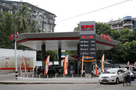 Singapore Petroleum Company Ltd a petrol station owned by PetroChina, China's top energy group which became the first major foreign investor in Yangon, Myanmar, May 9, 2019. REUTERS/Ann Wang/File Photo