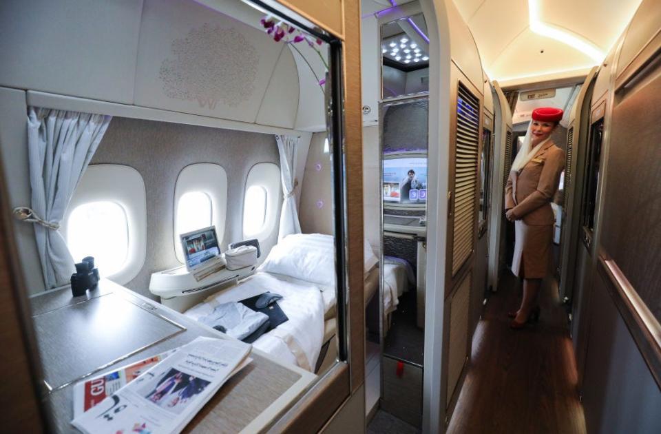 A first-class suite on an Emirates Boeing 777.