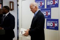 Democratic U.S. presidential candidate and former U.S. Vice President Joe Biden prepares to speak at a Community Resource Center in North Charleston