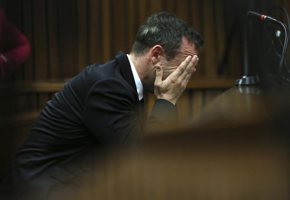 Pistorius becomes emotional during his trial at the high court in Pretoria