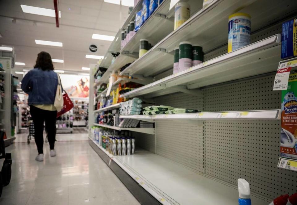 High demand for grocery items such as cleaning supplies and toilet paper early in the pandemic helped drive higher grocery prices. (AP Photo/Bebeto Matthews, File)