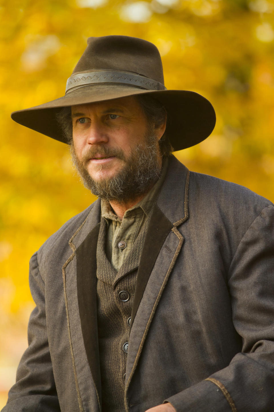 This undated image released by History shows Bill Paxton portraying Randall McCoy in a scene from the History network's miniseries "Hatfields & McCoys." (History Channel)