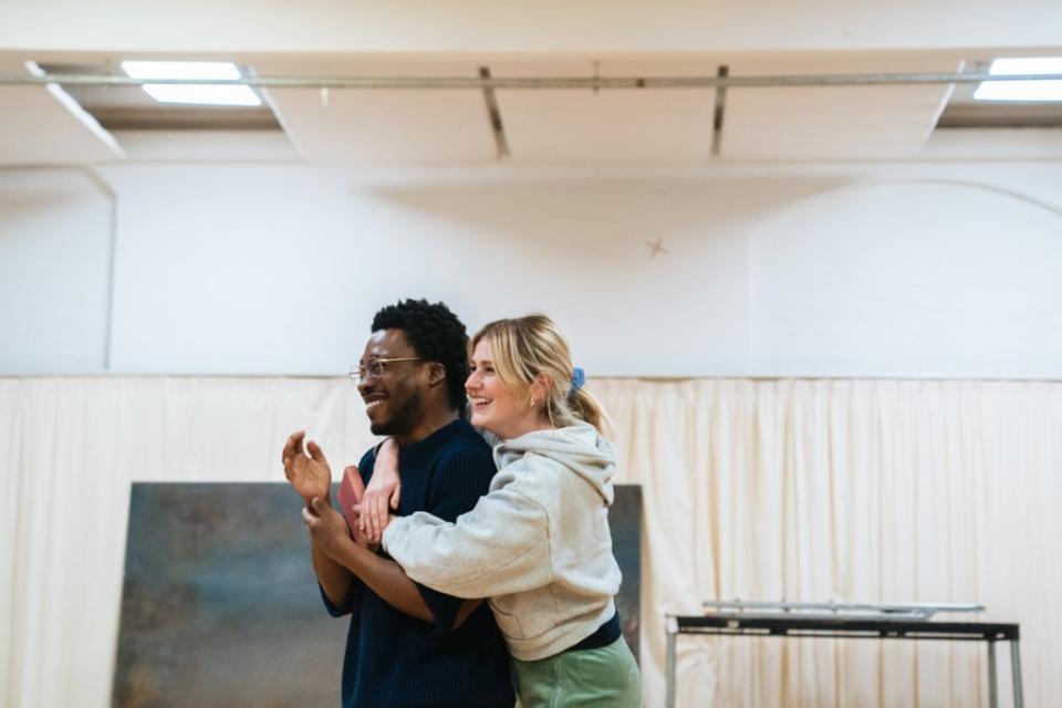 Zmitrowicz and Fisayo Akinade in rehearsals for The Glow (Helen Murray)