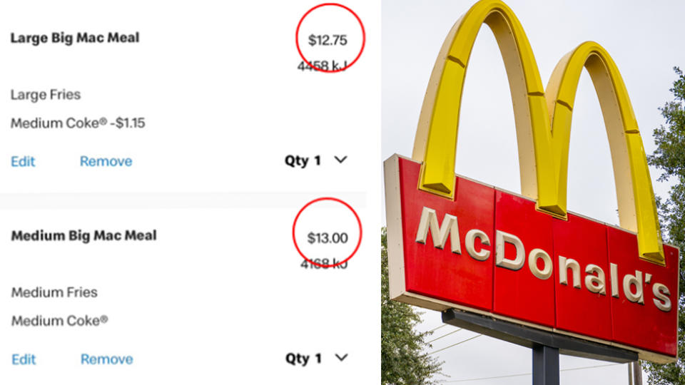 Screenshot of the hack (left) and a McDonald's sign (right).