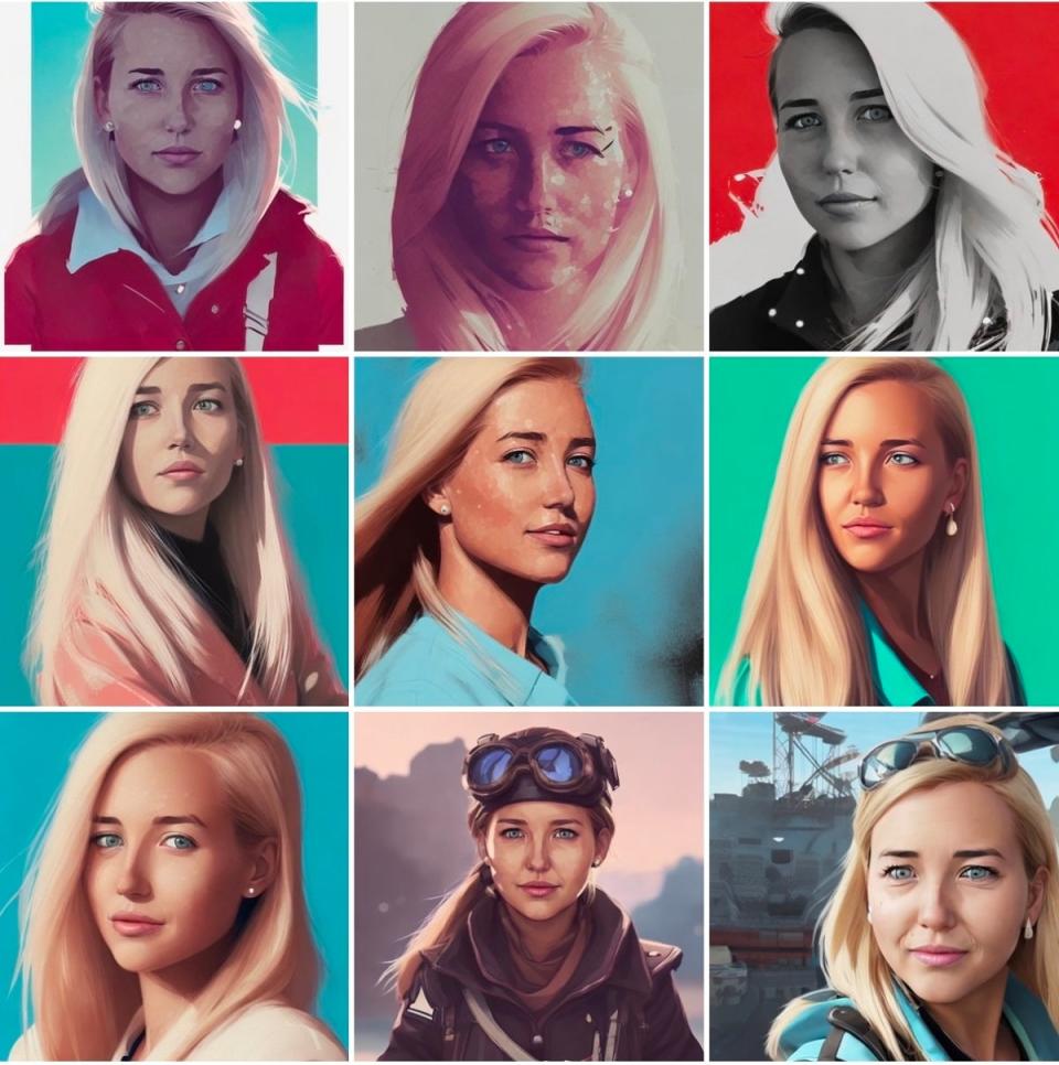 Some of the headshots generated for Katie by the app Lensa AI (Lensa AI)