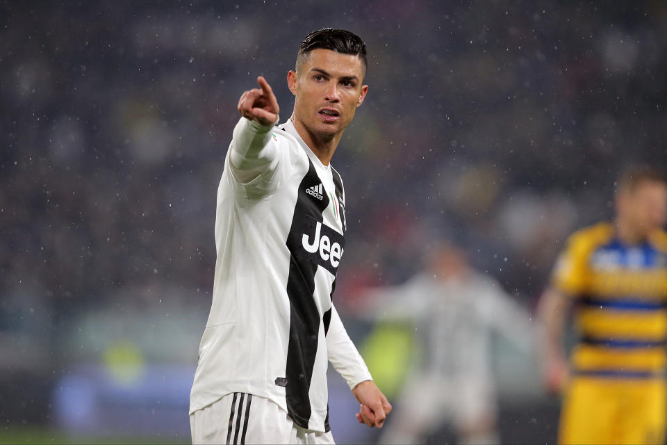 Cristiano Ronaldo #7 of Juventus FC during the serie A match between Juventus FC and Parma Calcio 1913 at Allianz Stadium on February 2, 2019 in Turin, Italy. (Photo by Giuseppe Cottini/NurPhoto/Sipa USA)