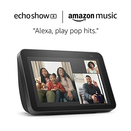 Echo Show 8 (2nd Gen, 2021 release) - Charcoal and 4 months of Amazon Music Unlimited FREE w/ a…