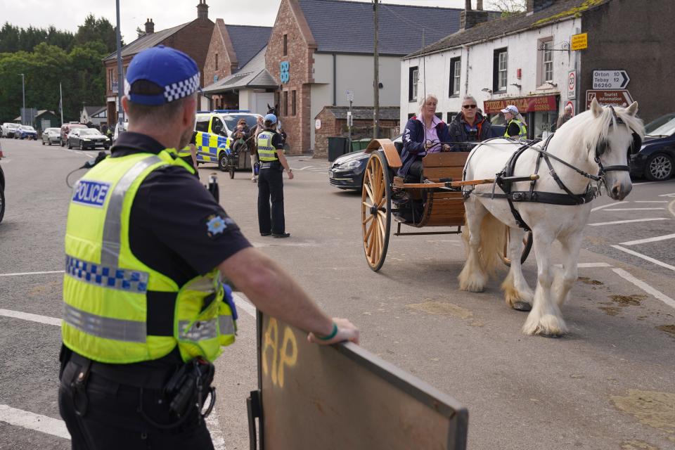 Travellers on Day 2 of the Appleby Horse Fair, the annual gathering of gypsies and travellers.