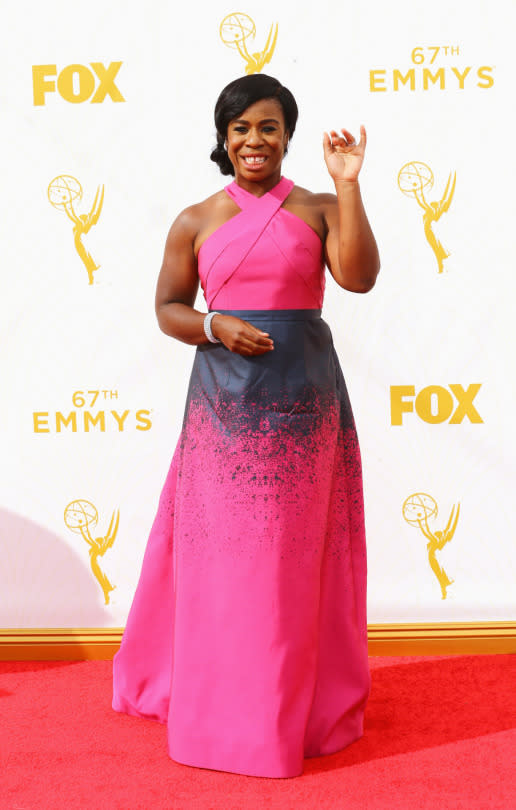 Uzo Adobo in Jonathan Cohen at the 2015 Emmys Awards.