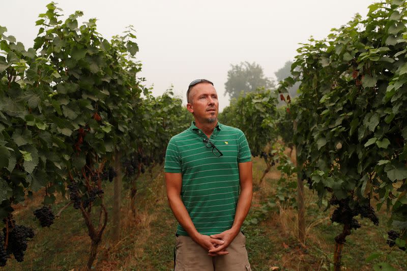 Jason Hanson poses at Hanson Vineyards in Woodburn, Oregon