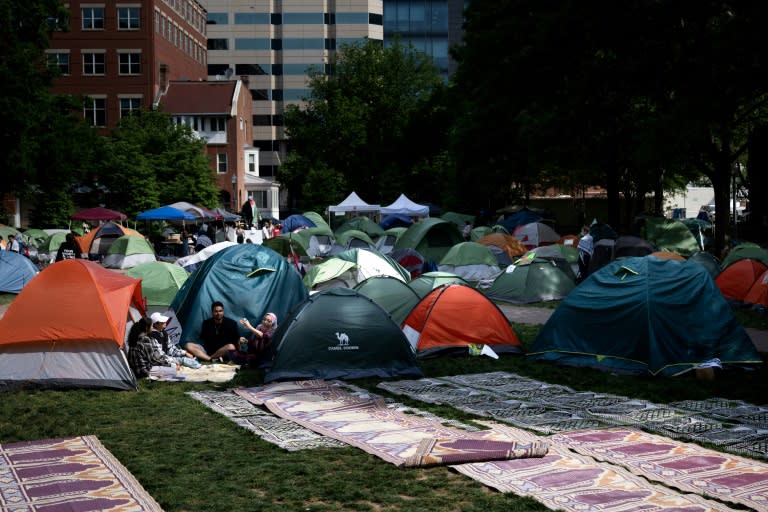 Le campement à l'université George Washington le 3 mai 2024 (Brendan Smialowski)