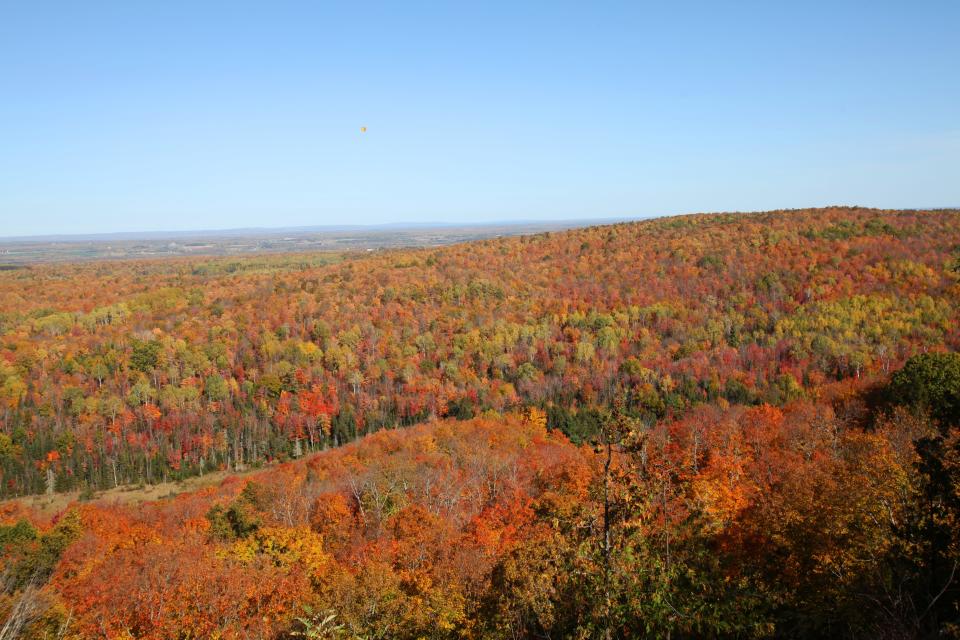 St. Peter's Dome, the highest point in the Chequamegon-Nicolet National Forest, provides a stunning view of fall colors near their peak on Oct. 8, 2019.