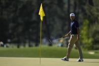 Santiago De la Fuente, of Mexico, walks off the third green during a practice round in preparation for the Masters golf tournament at Augusta National Golf Club Monday, April 8, 2024, in Augusta, Ga. (AP Photo/Ashley Landis)