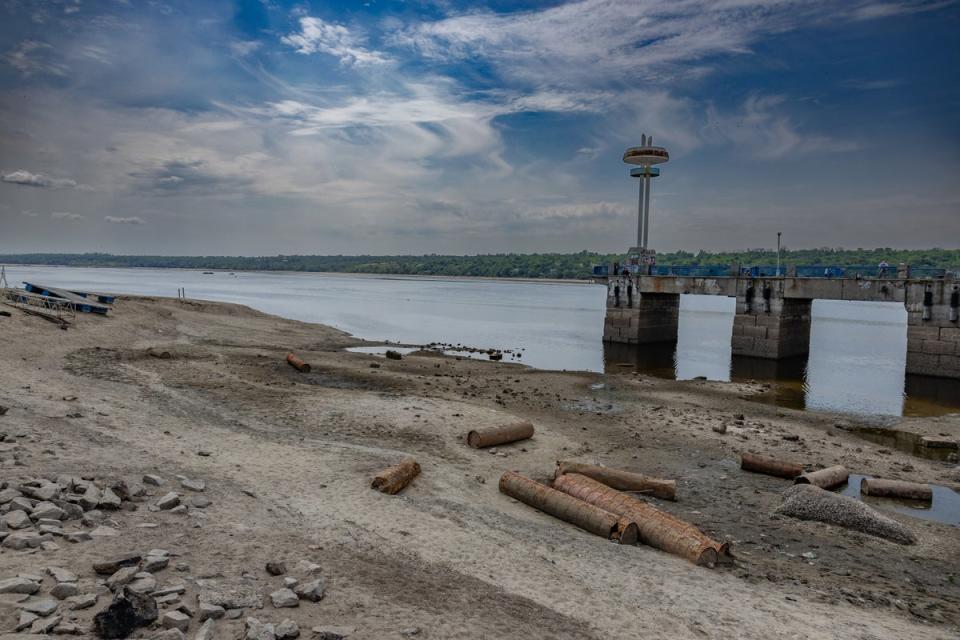 Zaporizhzhia’s main dock stoops forlornly over cholera-contaminated puddles (Bel Trew)