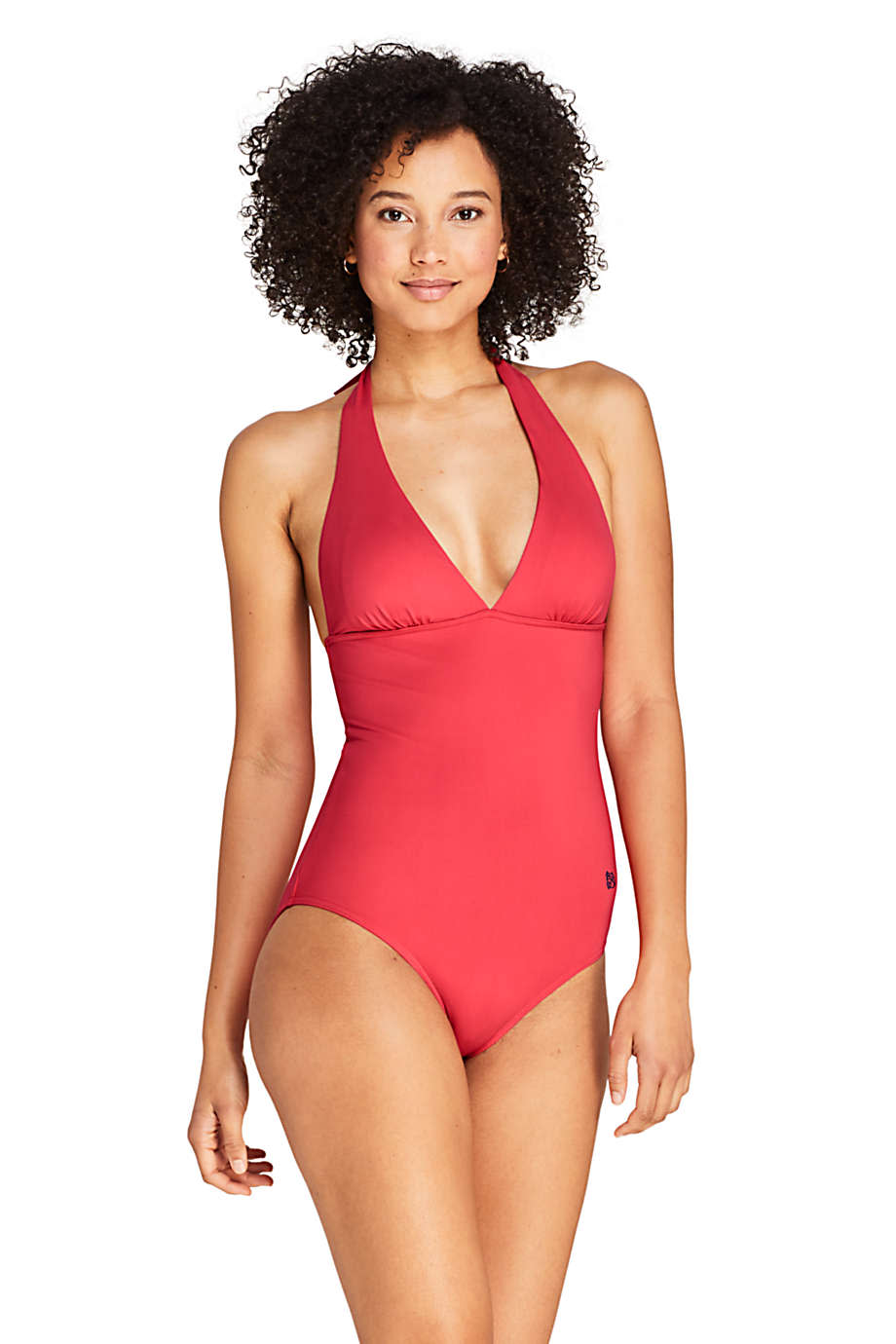 Draper James x Lands' End Women's V-neck Halter One Piece Swimsuit