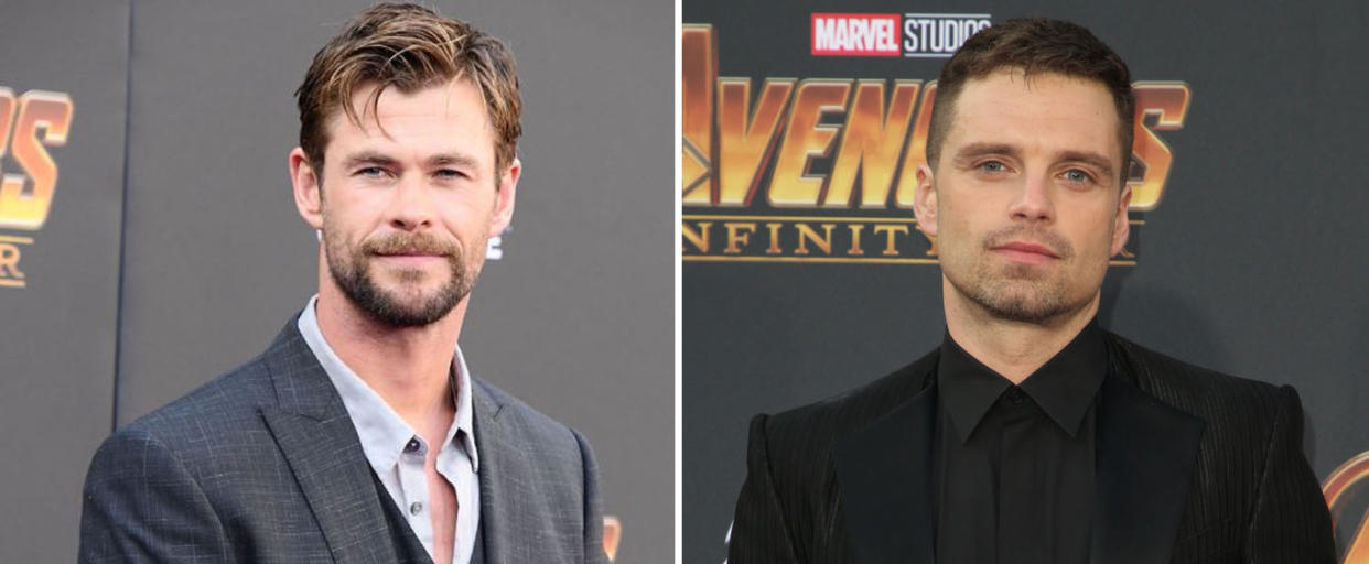 ‘Avengers’ stars Chris Hemsworth (left) and Sebastian Stan. (Photos: Yahoo, Getty Images)