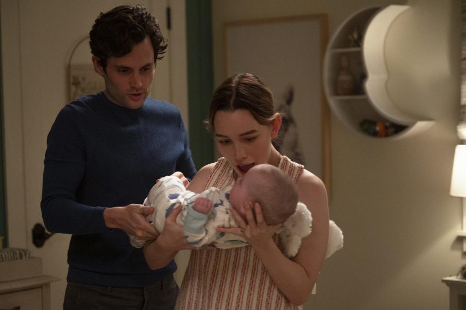 Joe Goldberg and Love Quinn welcome their first child together, a baby boy named Henry, in Season 3 of "You."