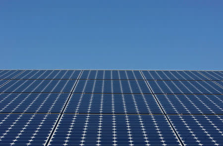 FILE PHOTO: Solar panels sit on the roof of SunPower Corporation in Richmond, California March 18, 2010. SunPower is a San Jose, California-based maker of high-efficiency solar panels. REUTERS/Kim White/File Photo