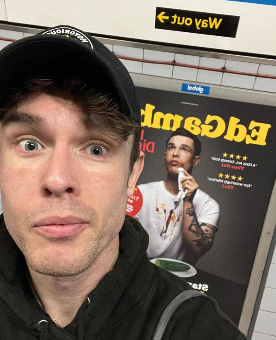 Ed Gamble with his edited Tube advert (Ed Gamble)