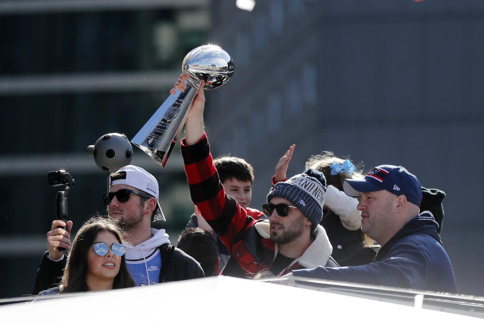 He didn’t play in Super Bowl LIII, but New England Patriots backup quarterback Brian Hoyer played a big role in the team’s win. (Getty Images)