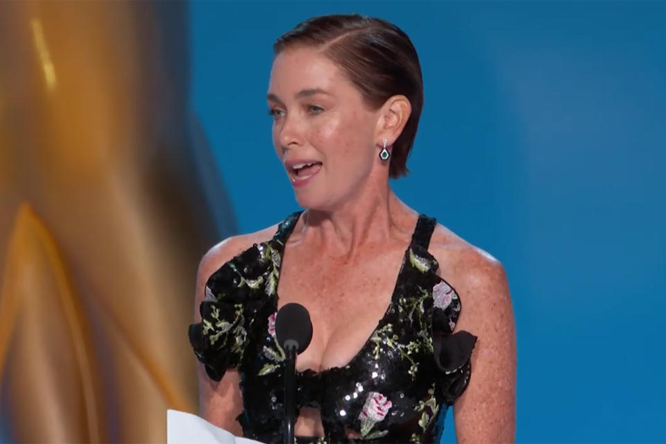 <p><a href="https://people.com/tv/2021-emmy-awards-julianne-nicholson-wins-supporting-actress-limited-series-movie/" rel="nofollow noopener" target="_blank" data-ylk="slk:won her first Emmy Award;elm:context_link;itc:0;sec:content-canvas" class="link ">won her first Emmy Award</a> for her role as Lori Ross in <em>Mare of Easttown, </em>going home with the trophy for outstanding supporting actress in a limited or anthology series or movie. She, too, thanked Kate Winslet, saying, in part, "I owe this to you." </p>