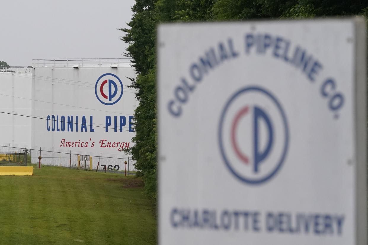 The entrance of Colonial Pipeline Company is shown Wednesday, May 12, 2021, in Charlotte, N.C. 