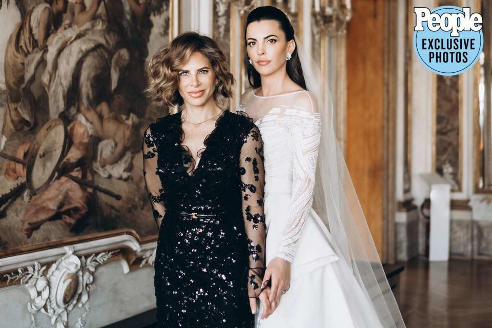 <p>Elina Upmane</p> Jillian Michaels and DeShanna Marie Minuto at their wedding at the Aman hotel in Venice, Italy on June 24, 2023