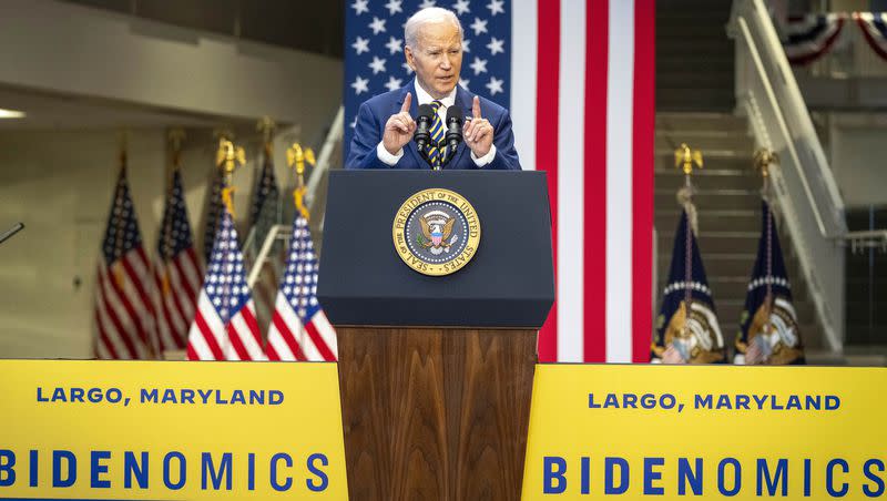 President Joe Biden speaks about the economy at Prince George’s Community College on Thursday, Sept. 14, 2023, in Largo, Md.