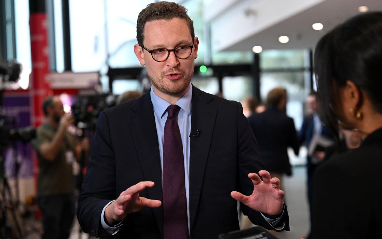 Darren Jones, UK shadow chief secretary to the treasury, during a Bloomberg Television interview at Labour Party conference