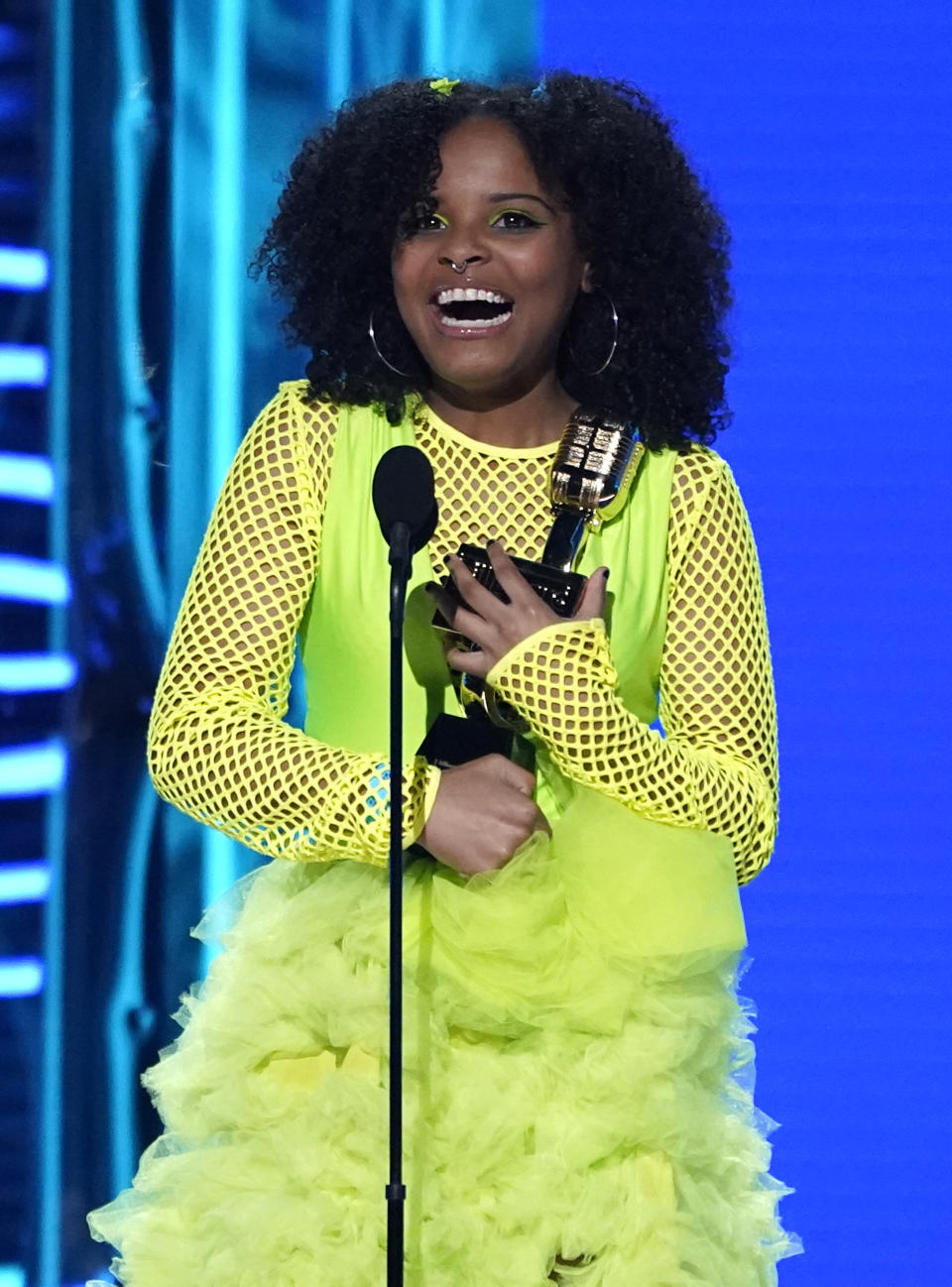 Mari Copeny, an advocate for environmental justice, accepts the BBMA change maker award at the Billboard Music Awards on Sunday, May 15, 2022, at the MGM Grand Garden Arena in Las Vegas. (AP Photo/Chris Pizzello)