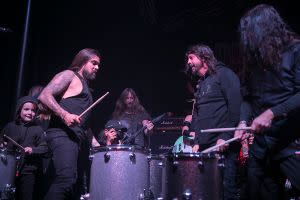 Dave Grohl with drummers at Dimebash 2020