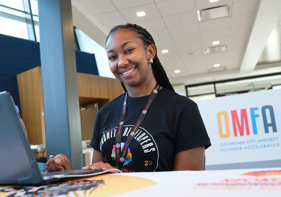 Kristi Rose, OKC Minority Founder Accelerator (OMFA) program manager, is shown at the 2023 Northeast OKC Renaissance PlaceKeepers Minority Developers Conference.