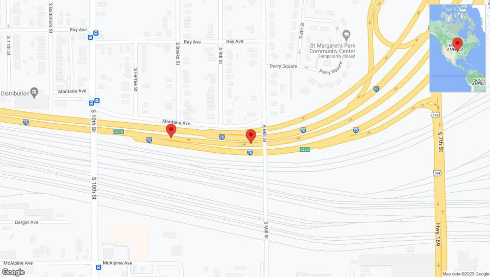 A detailed map that shows the affected road due to 'Warning: Crash on eastbound I-670 East in Kansas City' on October 2nd at 6:14 p.m.