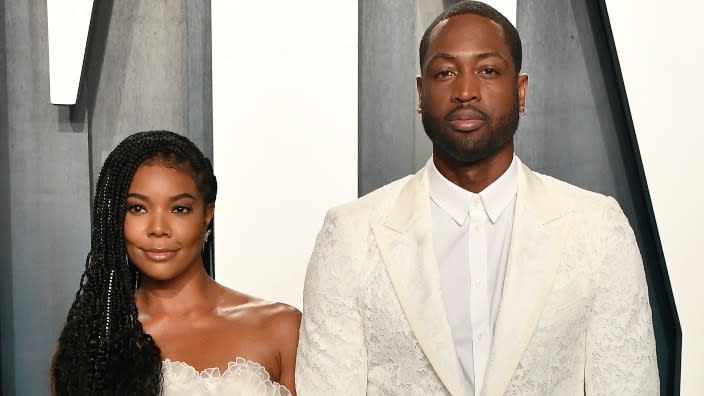 Gabrielle Union (left) and Dwyane Wade (right) attend the 2020 Vanity Fair Oscar Party at the Wallis Annenberg Center for the Performing Arts in Beverly Hills. (Photo by Frazer Harrison/Getty Images)