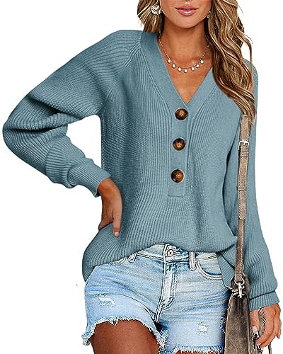 Holiday Sweaters for Women Solid V Neck Knit Light Cardigans for Women  Winter Button Down Cutout Long Sleeve 2023 Blue at  Women's Clothing  store