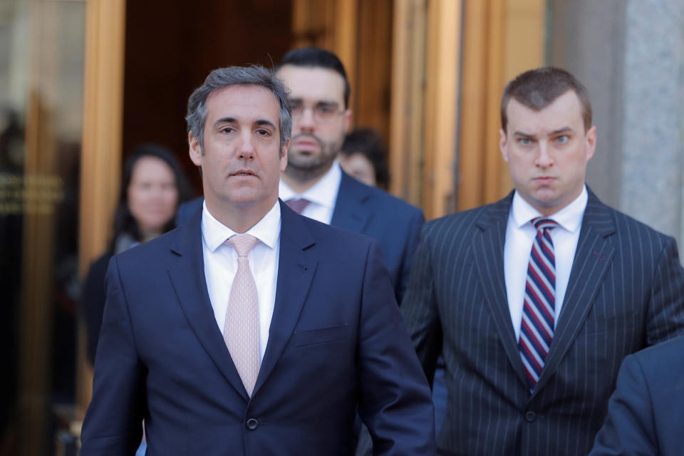 Trump's personal lawyer Michael Cohen, seen left, has admitted to having paid $130,000 to the adult film actress. (Photo: Lucas Jackson / Reuters)