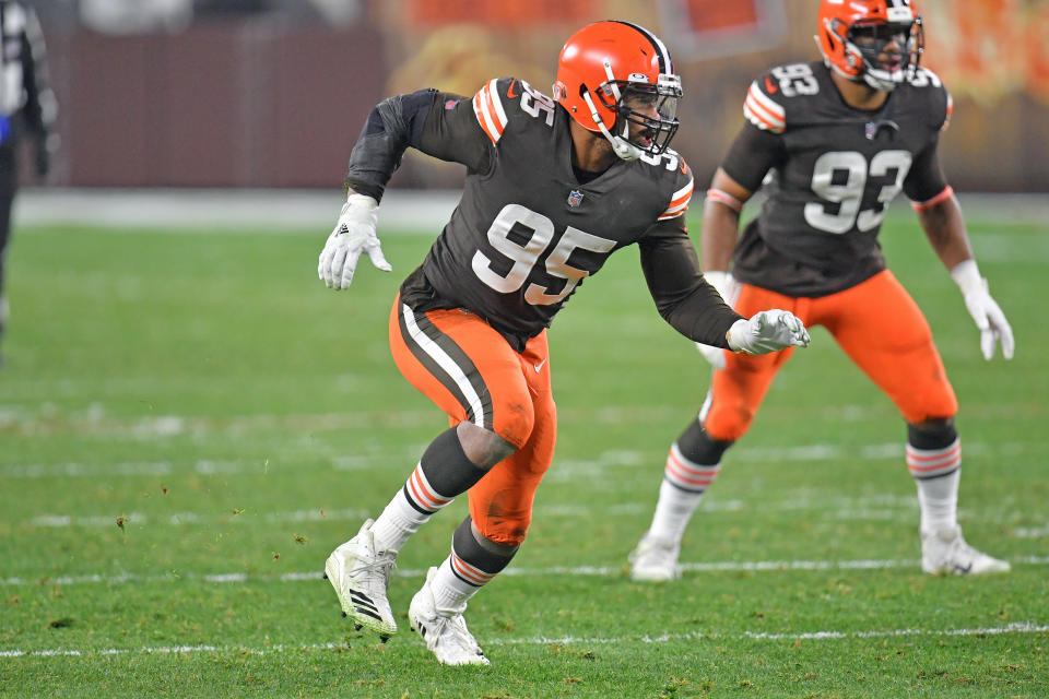 Browns DE Myles Garrett is dealing with the long-term effects of COVID-19. (Photo by Jason Miller/Getty Images)