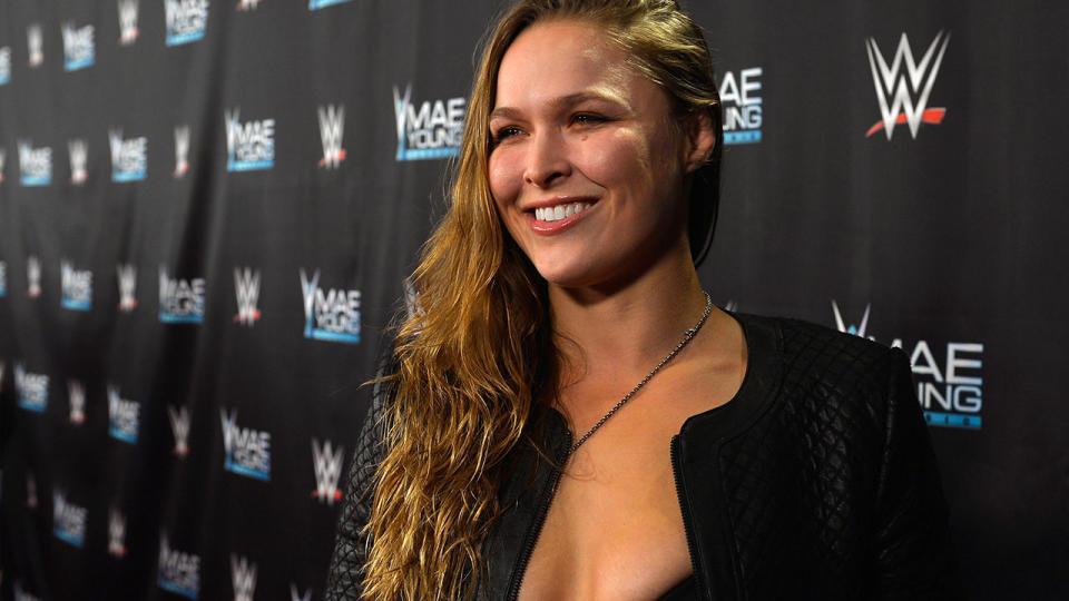 Ronda Rousey, pictured here at the WWE Mae Young Classic in 2017.  (Photo by Bryan Steffy/Getty Images for WWE)