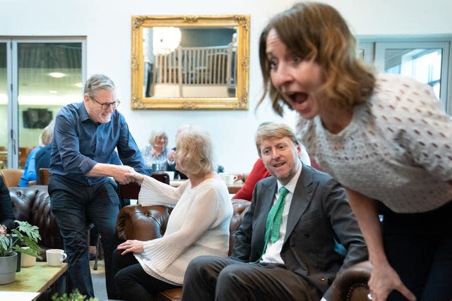 Labour Party leader Sir Keir Starmer and shadow work and pensions secretary, Liz Kendall meet pensioners to talk about the impact of the energy crisis and cost of living during a visit to the Bridge Cafe in Bolton whilst campaigning in the north west of England