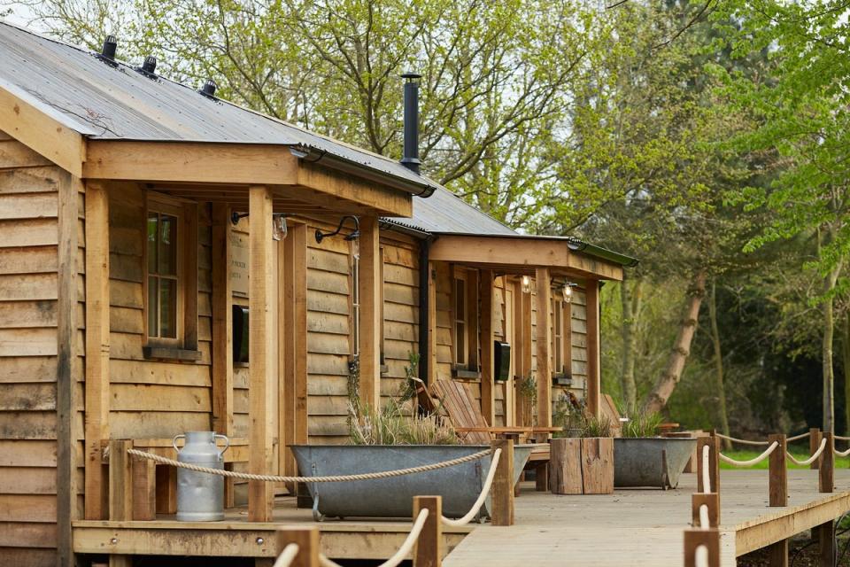 Hop Pickers Huts at The Pig — at Bridge Place, Kent (The Pig Hotels — HOME GROWN HOTELS)