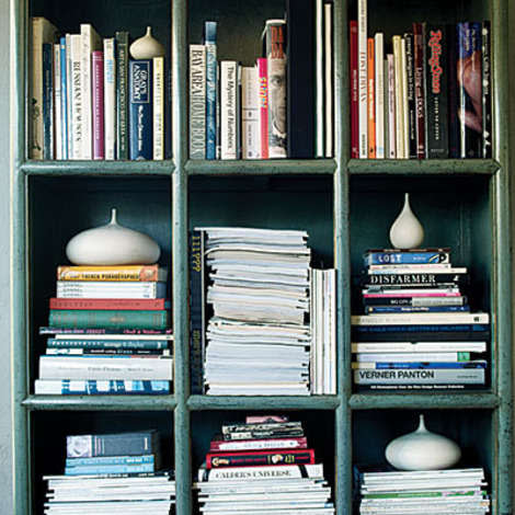 Keep horizontal stacks on lower shelves