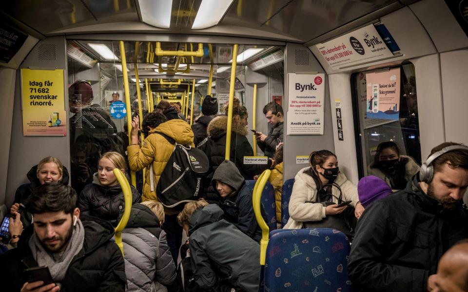 A packed metro train in Stockholm - Jonas Gratzer/Getty Images Europe