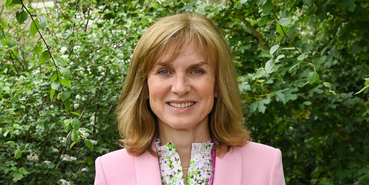 london, england may 22 fiona bruce poses in horatios garden designed by charlotte harris and hugo bugg at the rhs chelsea flower show 2023 on may 22, 2023 in london, england photo by dave benettgetty images for horatios garden