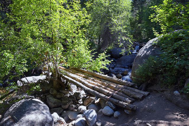 <p>Getty</p> Horsetail Falls hiking trail in Dry Creek Canyon, Lone Peak Wilderness