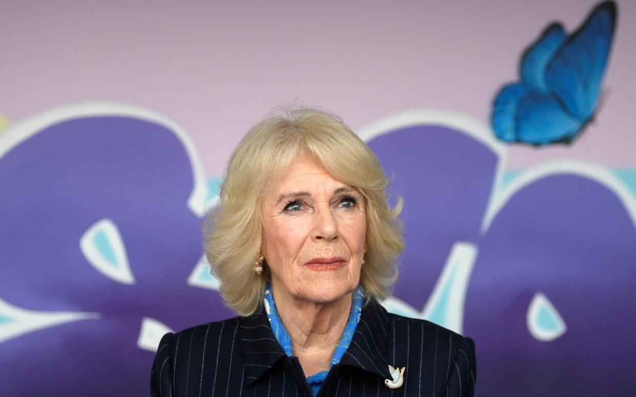 Queen Camilla during a visit to the STORM Family Centre in Battersea, London, last year to celebrate the 19th anniversary of the domestic violence charity