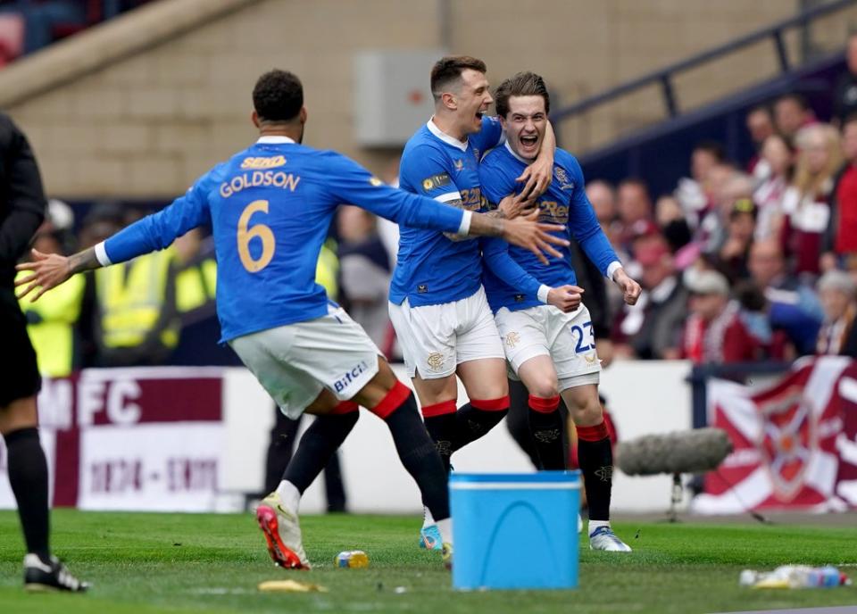 Ryan Jack (centre) was on target for Rangers (Andrew Milligan/PA) (PA Wire)