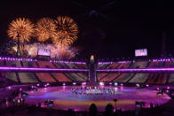 <p>Fireworks explode near the conclusion of the Closing Ceremony of the PyeongChang 2018 Winter Olympic Games in Pyeongchang-gun, South Korea. (David Ramos/Getty Images) </p>